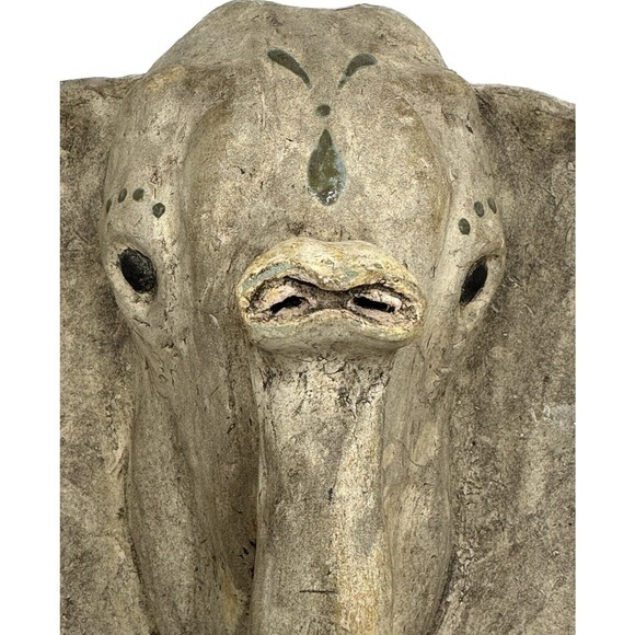 Vtg Gray Elephant Head Realistic Concrete Wall Art Hanging Sculpture LARGE OOAK - Picture 10 of 13